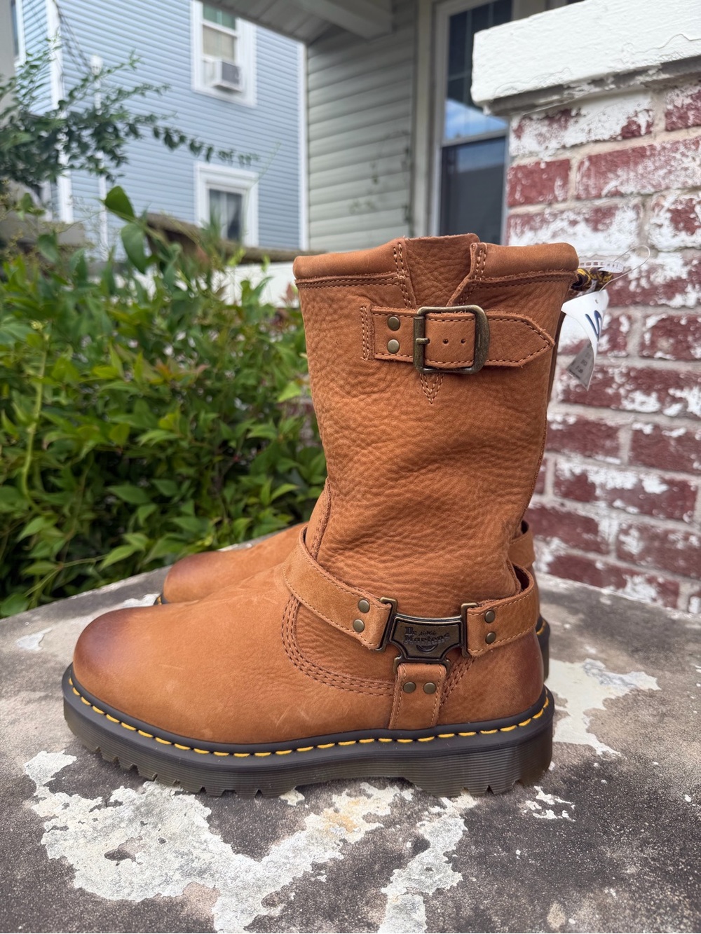 Dr Martens Aniston HI Tumble Nubuck Biker Boots Desert Brown Womens Sz 10M NEW - Picture 11 of 16
